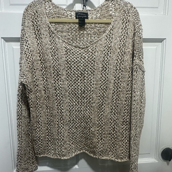 Torn by Ronny Kobo Scoop Neck Knit Pullover Sweater in Beige Size S EUC - Picture 2 of 5